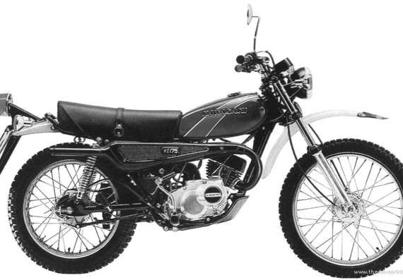 Мотоцикл Kawasaki KE175 (1977) - чертежи, габариты, рисунки