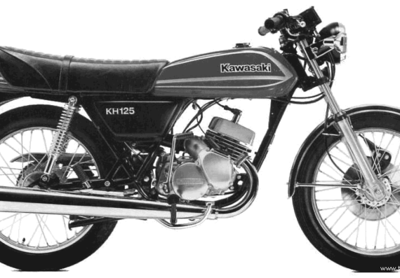 Мотоцикл Kawasaki KH125 (1982) - чертежи, габариты, рисунки