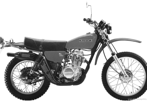 Мотоцикл Kawasaki KL250 (1978) - чертежи, габариты, рисунки