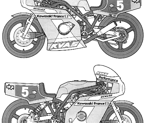 Мотоцикл Kawasaki KR1000F Endurance Racer - чертежи, габариты, рисунки