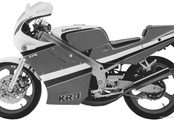 Мотоцикл Kawasaki KR1 (1989) - чертежи, габариты, рисунки