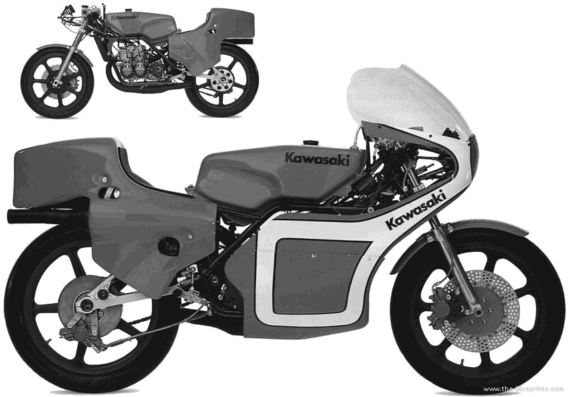 Мотоцикл Kawasaki KR250 (1979) - чертежи, габариты, рисунки