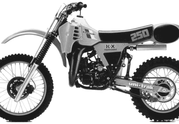 Kawasaki KX 250 C1 motorcycle (1983) - drawings, dimensions, pictures