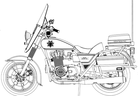 Kawasaki KZ1000C1 motorcycle - drawings, dimensions, figures