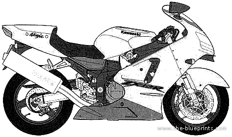 Kawasaki Ninja ZX-12R motorcycle - drawings, dimensions, figures