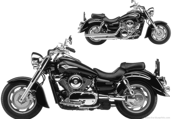Kawasaki VN1600 motorcycle (2003) - drawings, dimensions, figures
