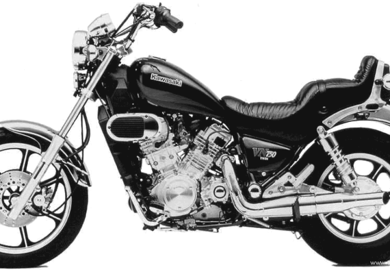 Kawasaki VN750 motorcycle (1986) - drawings, dimensions, pictures