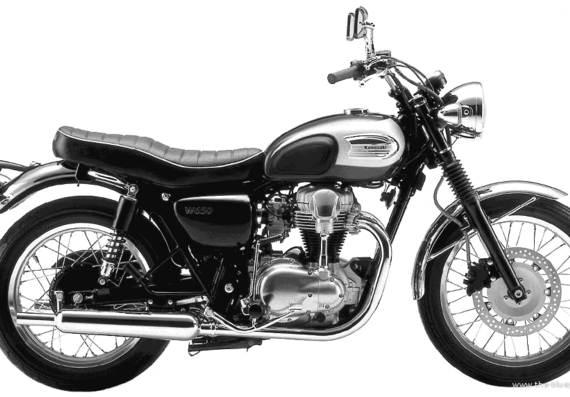 Мотоцикл Kawasaki W650 (1999) - чертежи, габариты, рисунки
