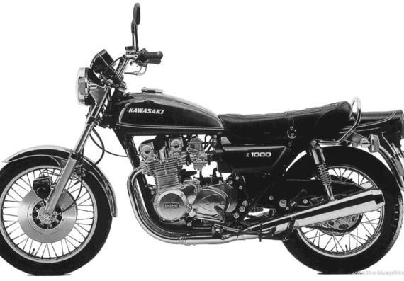 Kawasaki Z1000 motorcycle (1977) - drawings, dimensions, pictures