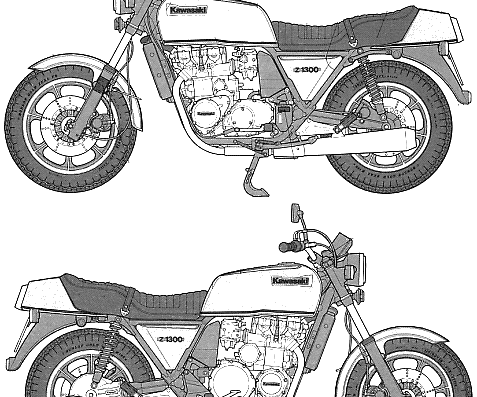 Kawasaki Z1300 motorcycle - drawings, dimensions, figures