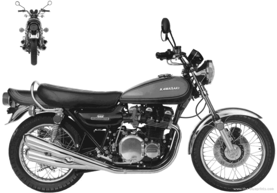 Kawasaki Z1 motorcycle (1972) - drawings, dimensions, pictures