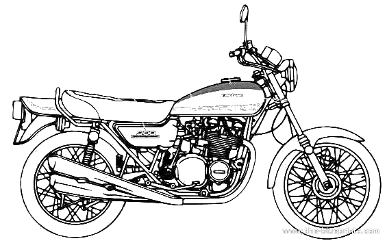 Мотоцикл Kawasaki Z1 900 Super 4 - чертежи, габариты, рисунки