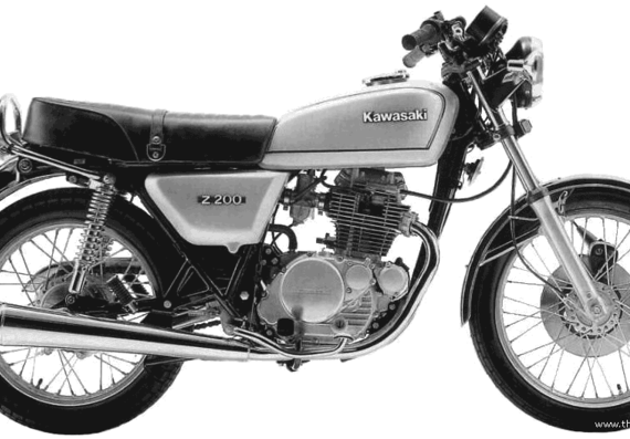 Мотоцикл Kawasaki Z200 (1980) - чертежи, габариты, рисунки