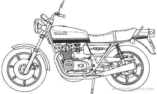 Мотоцикл Kawasaki Z400FX E4 LTD GPX - чертежи, габариты, рисунки