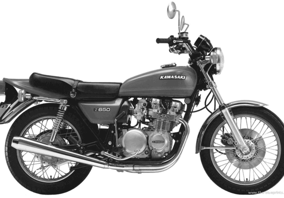 Мотоцикл Kawasaki Z650 (1977) - чертежи, габариты, рисунки