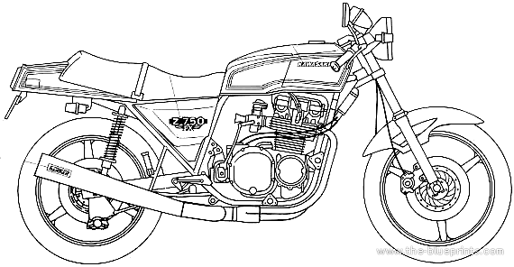 Мотоцикл Kawasaki Z750FX Custom (1979) - чертежи, габариты, рисунки