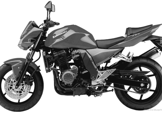 Мотоцикл Kawasaki Z750 (2004) - чертежи, габариты, рисунки