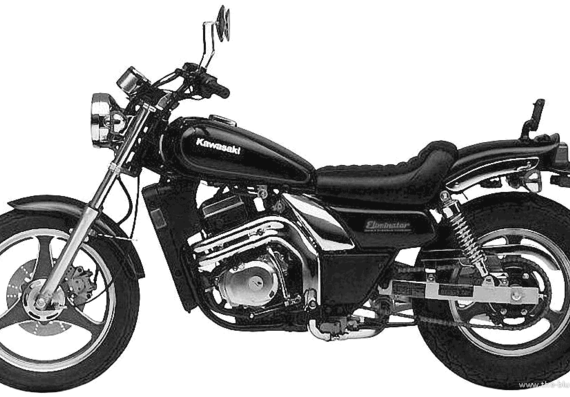 Мотоцикл Kawasaki ZL250 Eliminator (1989) - чертежи, габариты, рисунки