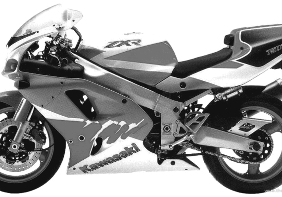 Мотоцикл Kawasaki ZXR750R (1993) - чертежи, габариты, рисунки