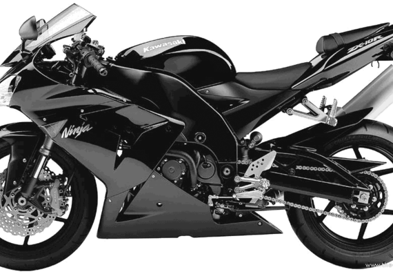 Мотоцикл Kawasaki ZX 10R (2004) - чертежи, габариты, рисунки
