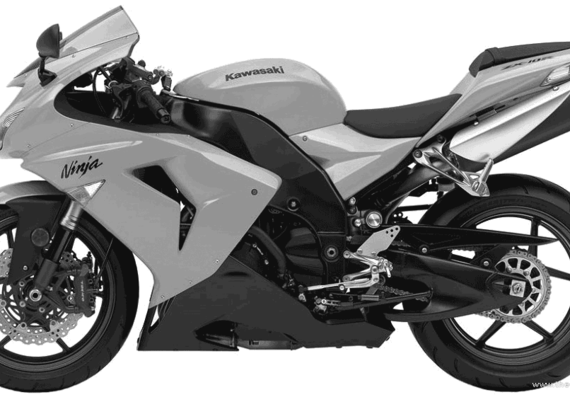 Мотоцикл Kawasaki ZX 10R (2006) - чертежи, габариты, рисунки