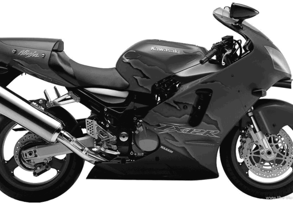 Мотоцикл Kawasaki ZX 12R (2001) - чертежи, габариты, рисунки