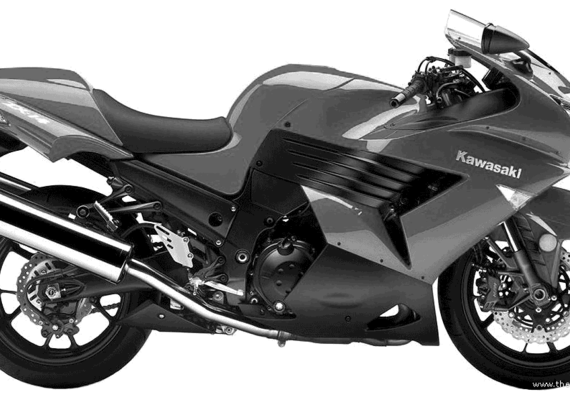 Мотоцикл Kawasaki ZX 14 (2006) - чертежи, габариты, рисунки