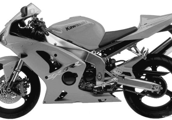 Мотоцикл Kawasaki ZX 6RR (2003) - чертежи, габариты, рисунки