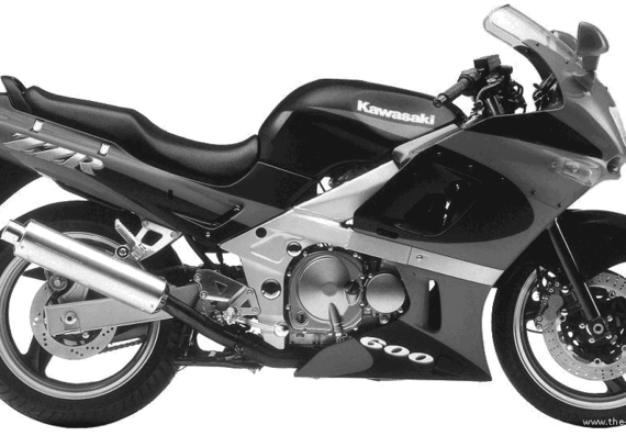 Kawasaki ZZR600 motorcycle (1993) - drawings, dimensions, pictures