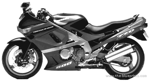 Мотоцикл Kawasaki ZZR 600 (1990) - чертежи, габариты, рисунки