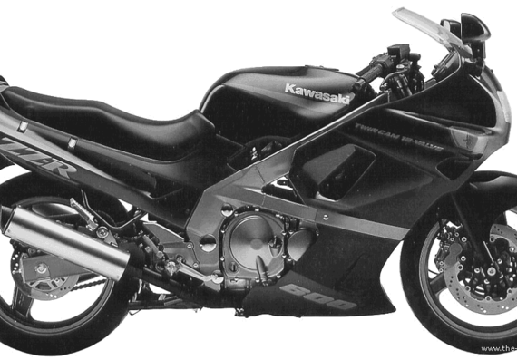 Мотоцикл Kawasaki ZZ R600 (1992) - чертежи, габариты, рисунки