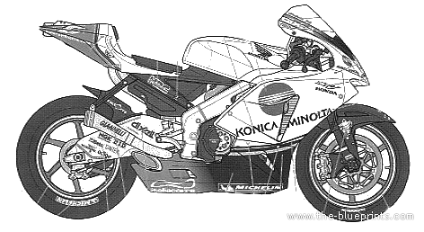 Мотоцикл Konica Minolta Honda RC211V (2006) - чертежи, габариты, рисунки