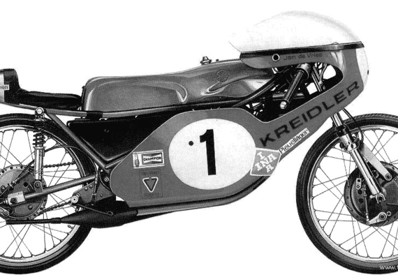 Мотоцикл Kreidler 50cc GP Racer (1973) - чертежи, габариты, рисунки
