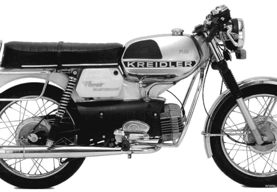 Мотоцикл Kreidler Florett RS (1976) - чертежи, габариты, рисунки