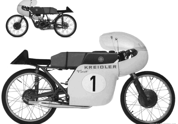 Мотоцикл Kreidler Renn Florett (1963) - чертежи, габариты, рисунки