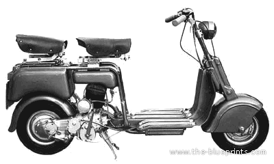 Мотоцикл Lambretta 125 B (1949) - чертежи, габариты, рисунки
