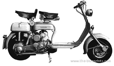 Мотоцикл Lambretta 125 D (1955) - чертежи, габариты, рисунки
