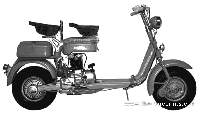 Мотоцикл Lambretta 125 E (1953) - чертежи, габариты, рисунки