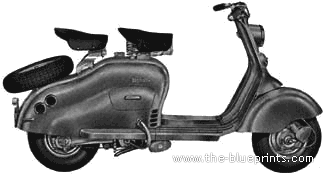 Мотоцикл Lambretta 125 LD (1952) - чертежи, габариты, рисунки