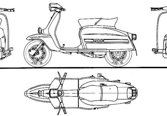 Мотоцикл Lambretta Jet 200 (1975) - чертежи, габариты, рисунки
