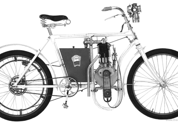 Мотоцикл Laurin Klement (1903) - чертежи, габариты, рисунки