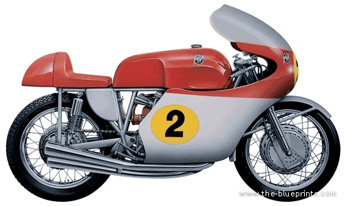 Motorcycle MV Agusta 350 (1964) - drawings, dimensions, pictures