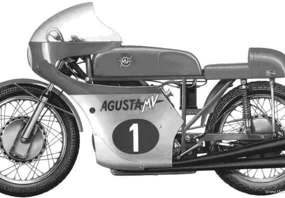 Мотоцикл MV Agusta 350 (1968) - чертежи, габариты, рисунки