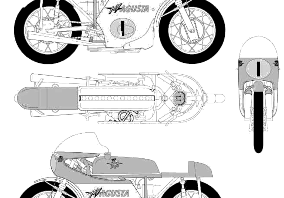 Мотоцикл MV Agusta 500cc (1966) - чертежи, габариты, рисунки