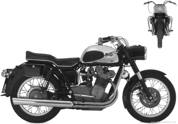 Мотоцикл MV Agusta 600 (1968) - чертежи, габариты, рисунки