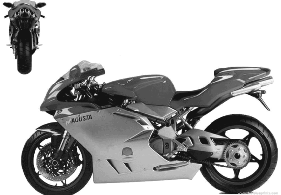 Мотоцикл MV Agusta F4 (1999) - чертежи, габариты, рисунки