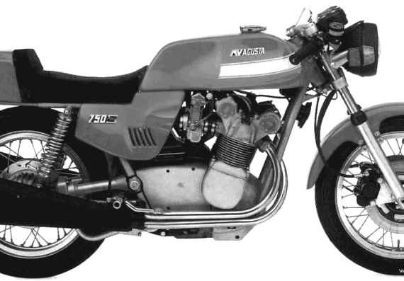 MV Asusta 750S America motorcycle (1975) - drawings, dimensions, pictures