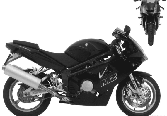 Мотоцикл MZ 1000S (2004) - чертежи, габариты, рисунки