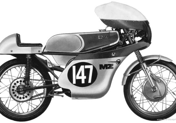 Мотоцикл MZ RE125 (1964) - чертежи, габариты, рисунки