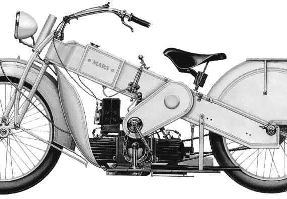 Motorcycle Mars (1923) - drawings, dimensions, pictures